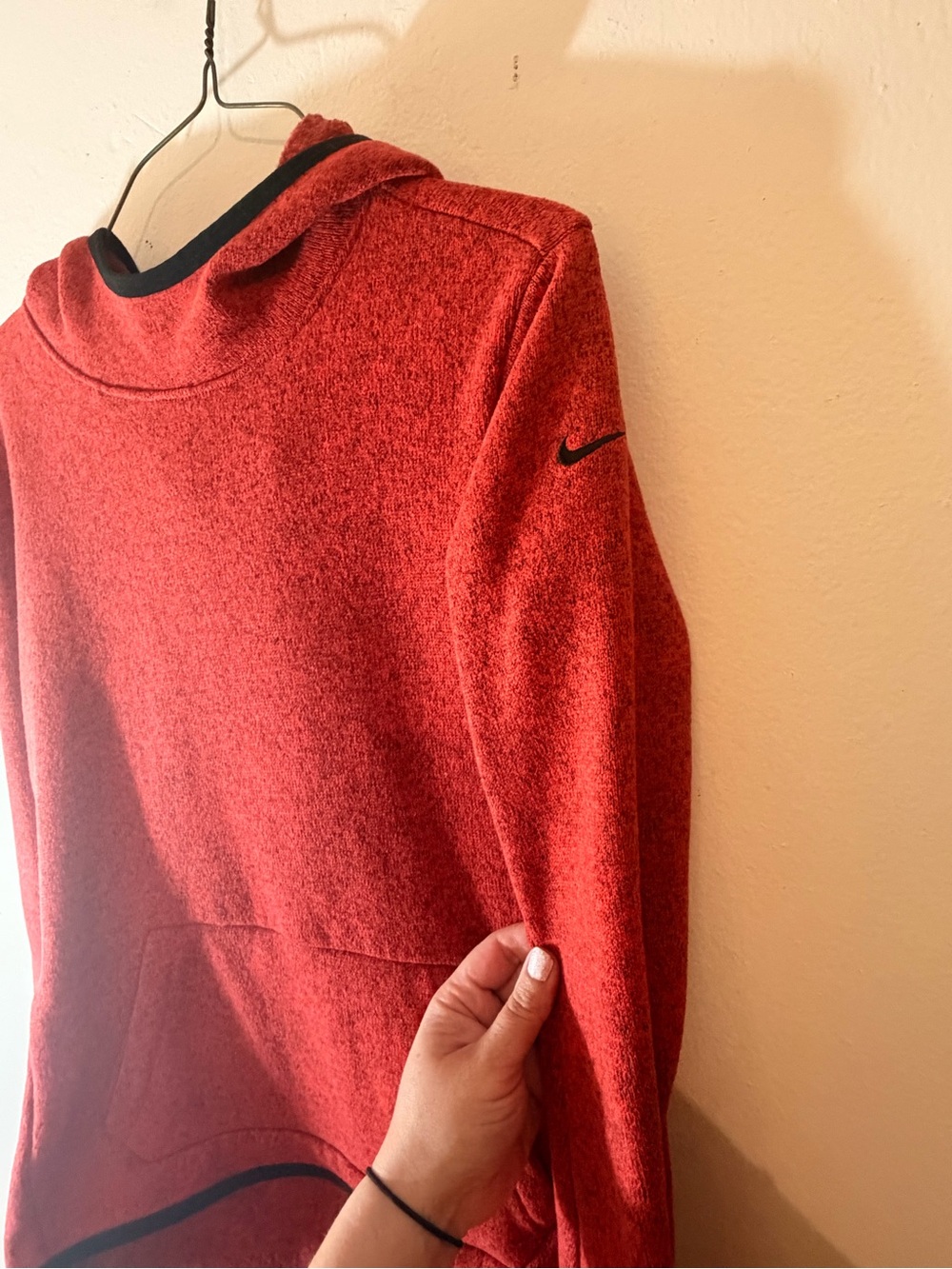 Nike Red Hooded Pullover with Black Accents